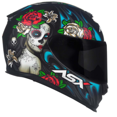 Capacete ASX Eagle Catrina Fosco Preto Azul Vermelho