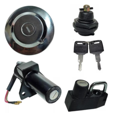 Chave Ignição Kit com Trava Tampa Lateral e Tampa Tanque Factor 125 14-15 / 17-23 / Factor 150E 16-18 / ED 15-17 / UBS 1